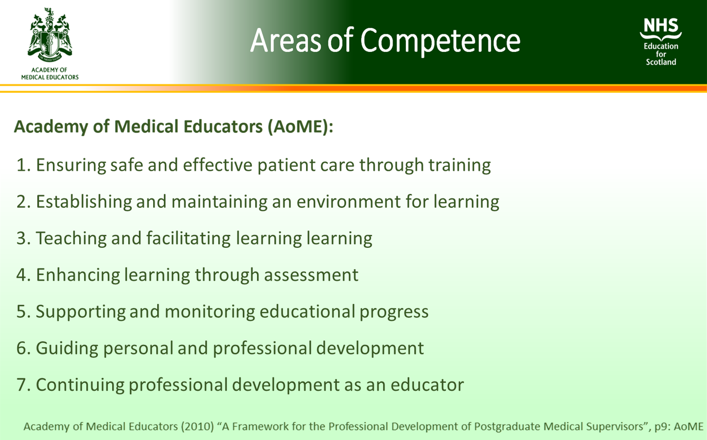 Areas of competence